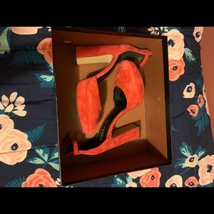 Coach red chunky blocked heels